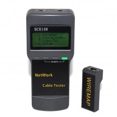 SC8108 Portable Multifunction Digital LCD Wireless PC Data Network CAT5 RJ45 LAN Phone Detector Meter Length Cable Tester
