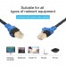 REXLIS CAT7  2 Gold  plated CAT7 Flat Ethernet 10 Gigabit Two  color Braided Network LAN Cable for Modem Router LAN Network  with Shielded RJ45 Connectors  Length  1m