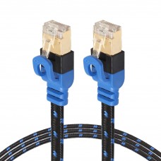 REXLIS CAT7  2 Gold  plated CAT7 Flat Ethernet 10 Gigabit Two  color Braided Network LAN Cable for Modem Router LAN Network  with Shielded RJ45 Connectors  Length  10m